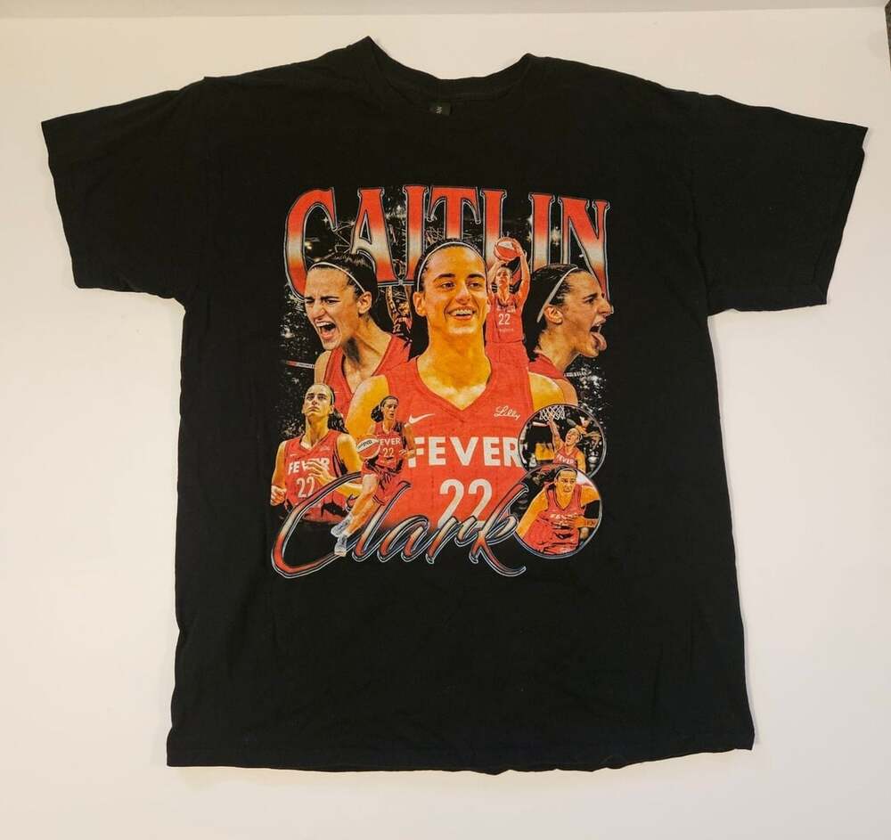 Caitlin Clark Indiana Fever WNBA Black Graphic T-Shirt Large